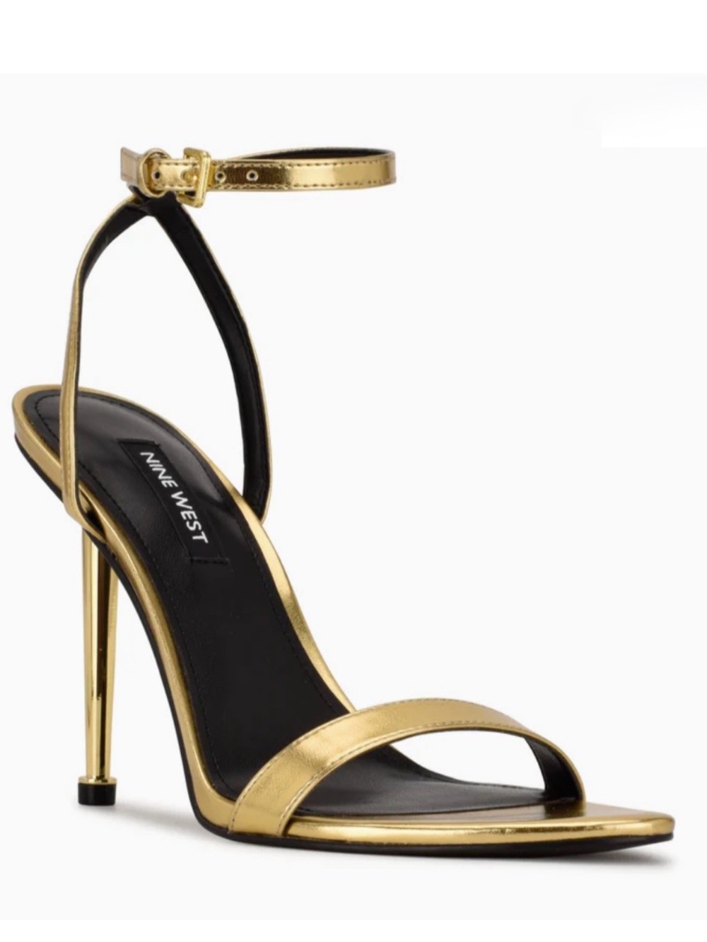 Nine West Gold Metallic Ankle-Strap Stiletto Sandal